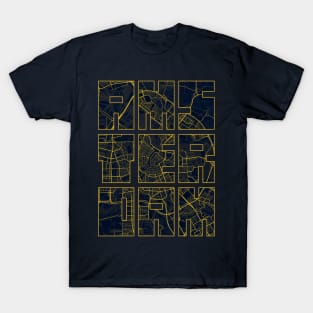 Amsterdam, Netherlands City Map Typography - Gold Art Deco T-Shirt